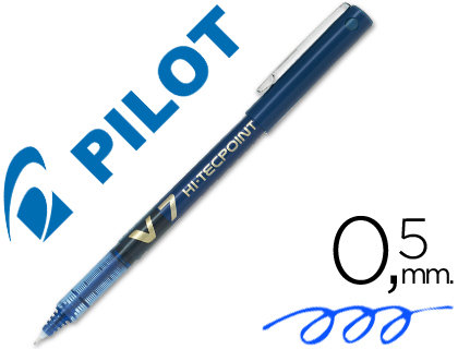 Bolígrafo roller Pilot V-7 punta aguja tinta azul 0,7 mm.